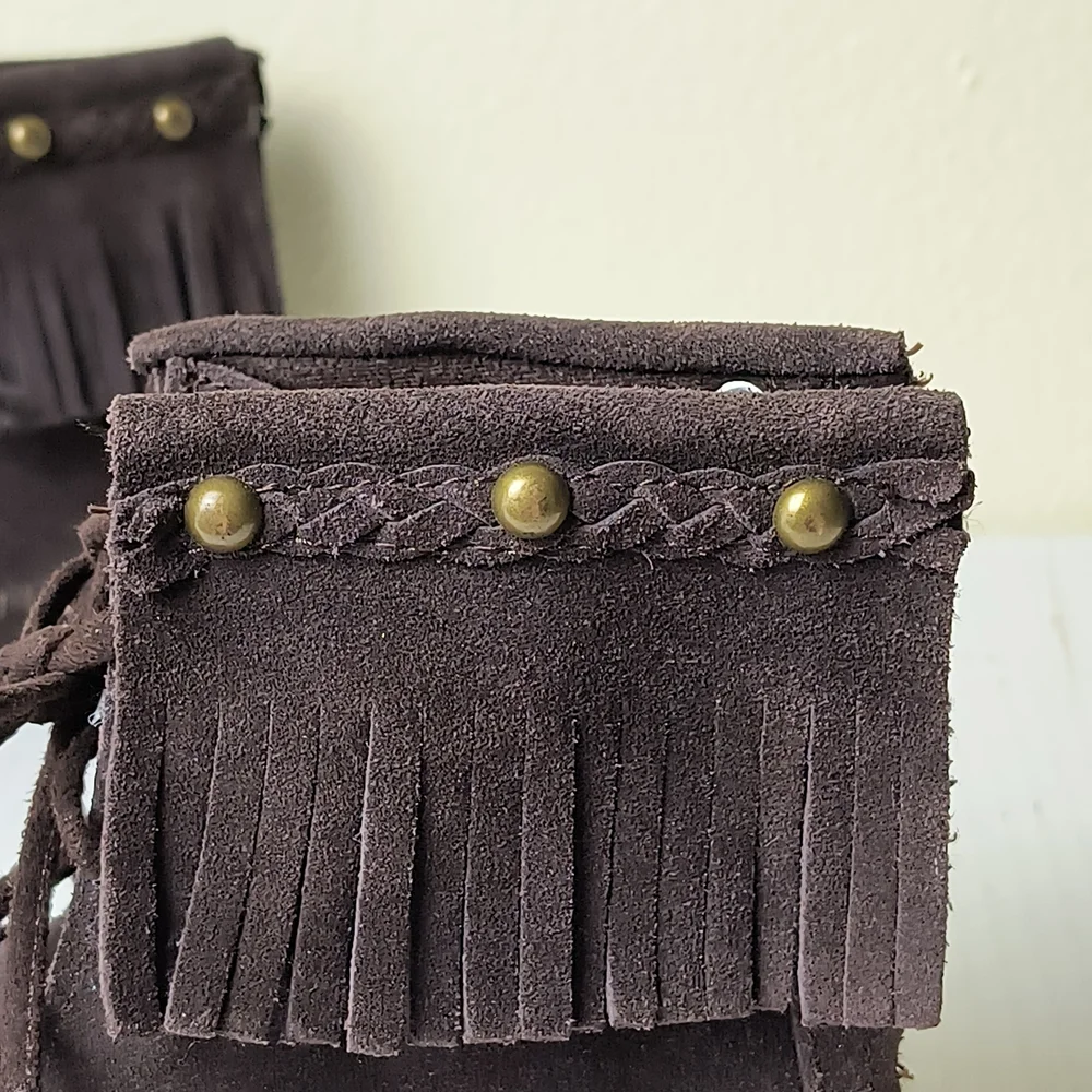 Circo Brown Little Girl Size 13 Moccasins with Fringe Suede